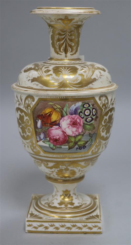A 19th century Derby vase with flower panel